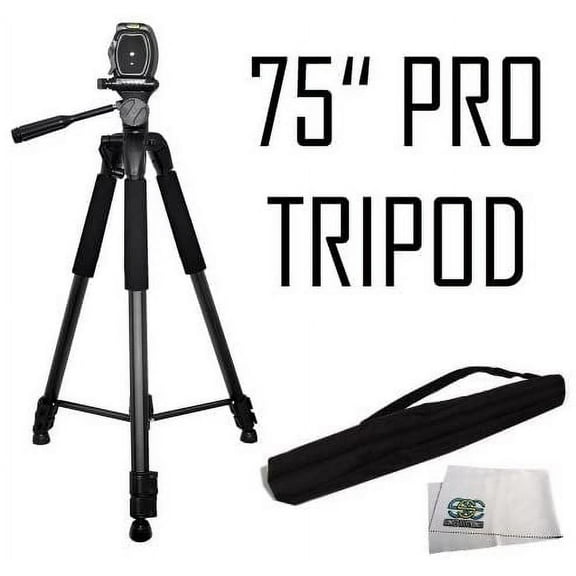 75-Inch 3-Way Pan Head Tripod w/Dual Bubble Level Indicators for The Nikon D6, D780, D850, D7500, D5600, D3500, D3400, D5, D500, D5500, D750, D610, D7200, D5300, D810A, & DF COOLPIX, Digital Cameras