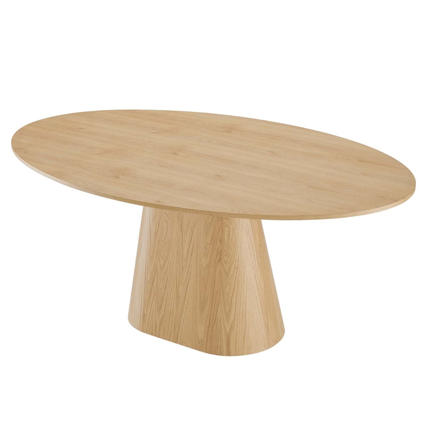 Round Oak Wood Six-Seater Dining Table
