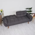 thumbnail image 1 of 75 Inch Flared Arm Convertible Sleeper Sofa Loveseat to Twin Size Bed Dark Gray, 1 of 10