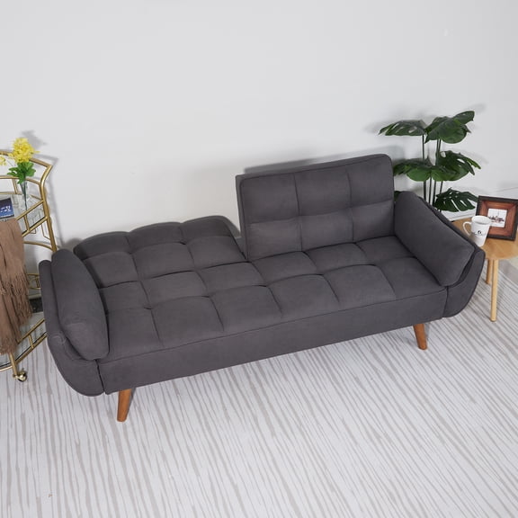 75 Inch Flared Arm Convertible Sleeper Sofa Loveseat to Twin Size Bed Dark Gray