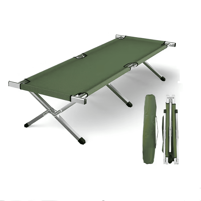 75-Inch Flat-Laying Folding Camping Cot Outdoors, Portable Elevated Guest Bed with Carry Bag, Heavy-Duty 600D Oxford, Green