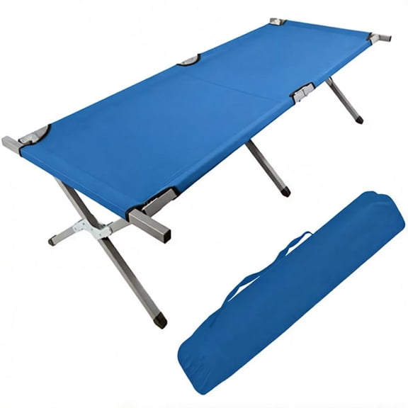 75 Inch Folding Camping Cot Blue, Heavy Duty 275lbs Capacity with Carry Bag, Portable Lightweight Bed for Overlanding, Hiking & Car Camping