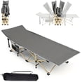 thumbnail image 1 of 75 Inch Heavy-Duty Queen Size Folding Camping Bed, 10-Leg Stable Support Outdoor Cot with Mattress & Side Pockets, Portable Winter Camping Equipment, 1 of 7