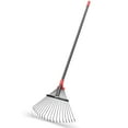 75 Inch Rake for Leaves, Adjustable Head with 18 Metal Tines Rakes for
