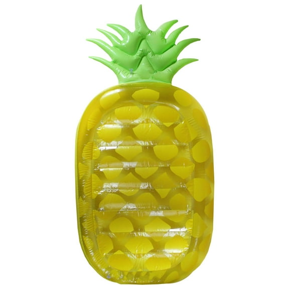 75" Inflatable Yellow and Green Swimming Pool Jumbo Pineapple Mattress