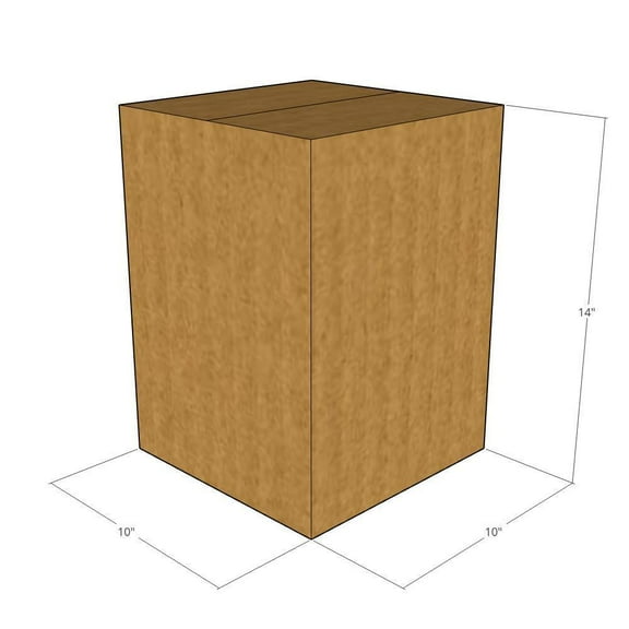 10x10x14 Kraft Brown Corrugated Shipping Boxes, 32 ECT Single-Wall, Qty 75