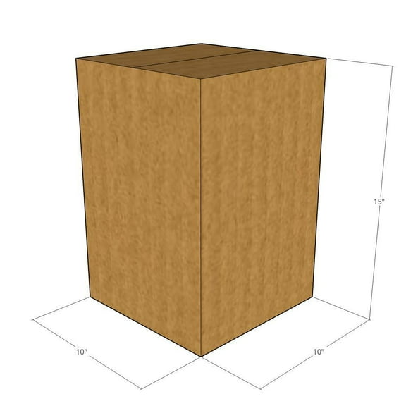 10x10x15 Kraft Brown Corrugated Shipping Boxes, 32 ECT Single-Wall, Qty 75