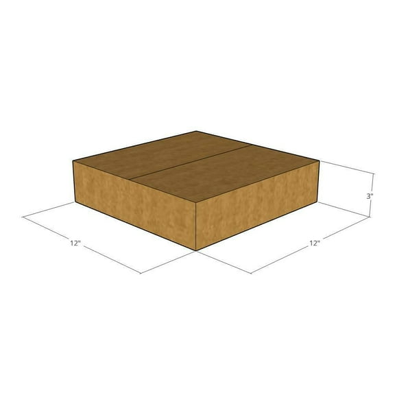 12x12x3 Kraft Brown Corrugated Shipping Boxes, 32 ECT Single-Wall, Qty 75