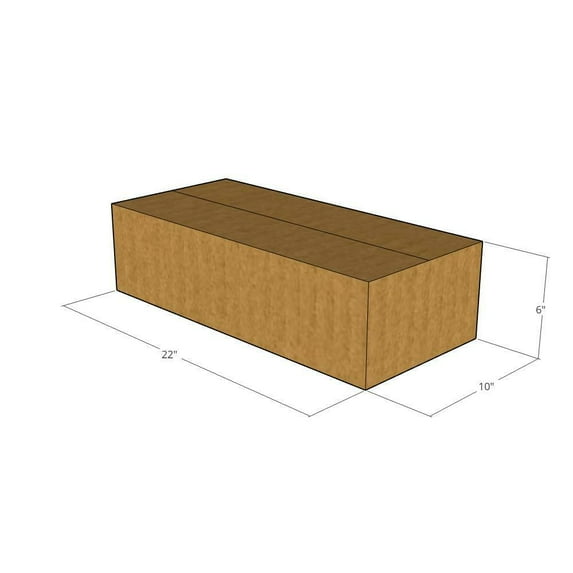 22x10x6 Kraft Brown Corrugated Shipping Boxes, 32 ECT Single-Wall, Qty 75