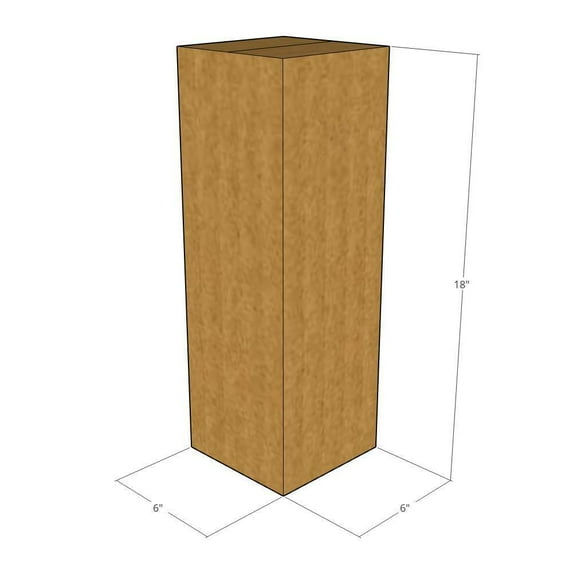 6x6x18 Kraft Brown Corrugated Shipping Boxes, 32 ECT Single-Wall, Qty 75