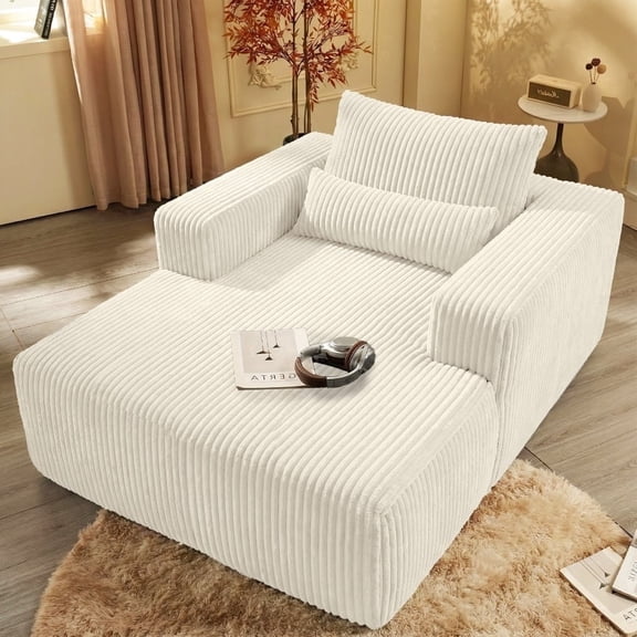 75" No-Assembly Corduroy Sofa Bed, Ultra-Soft Compressed Couch, Multi-Functional Chaise for Napping/Reading/Living Room Bedroom