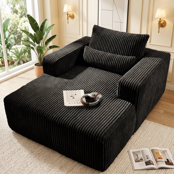75" No-Assembly Corduroy Sofa Bed, Ultra-Soft Compressed Couch, Multi-Functional Chaise for Napping/Reading/Living Room Bedroom