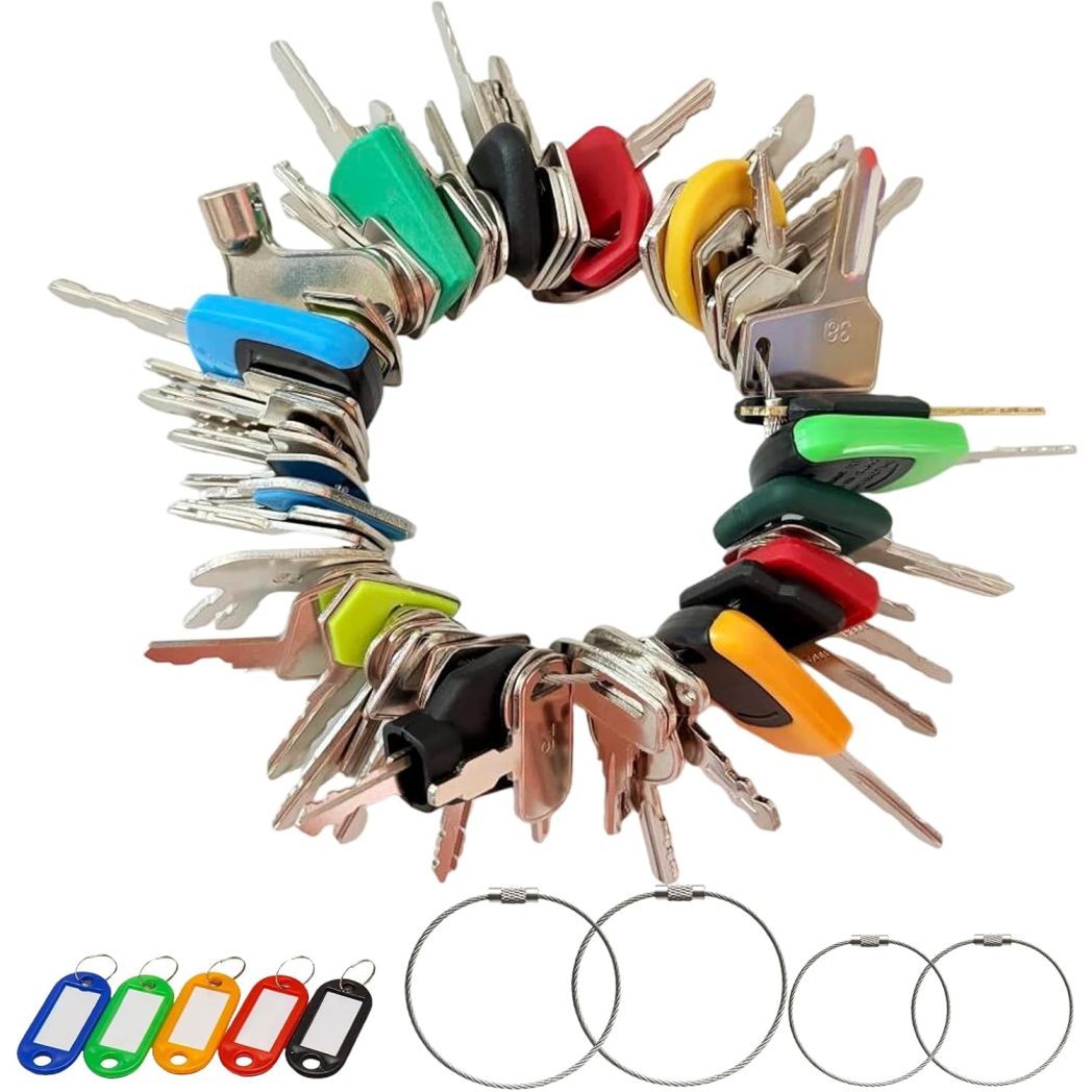 56 Pcs Heavy Equipment Key Set For Bobcat Case Caterpillar Genie Gradall Hyster Jcb Jlg Komatsu Sany Multiquip Kobelco New Holland Kubota Toyota Volvo And More 3
