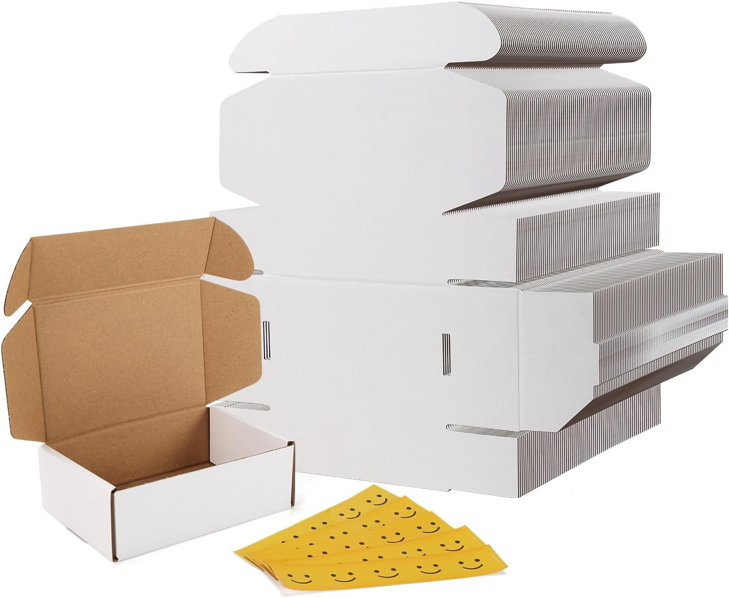 75 Pack 6x4x2 Small Shipping Boxes, White Corrugated Cardboard Mailer ...