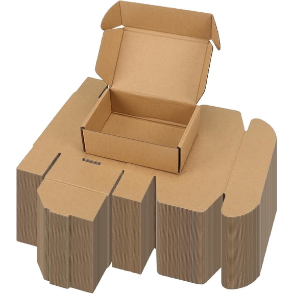 75 Pack 6x4x2 inch Small Shipping Boxes, Brown Mailing Boxes | Tuck Top, Quick Fold, Easy Assemble, Shape Well, Single Corrugated, DIY Cardboard, Card Shipping, Small Business Packaging