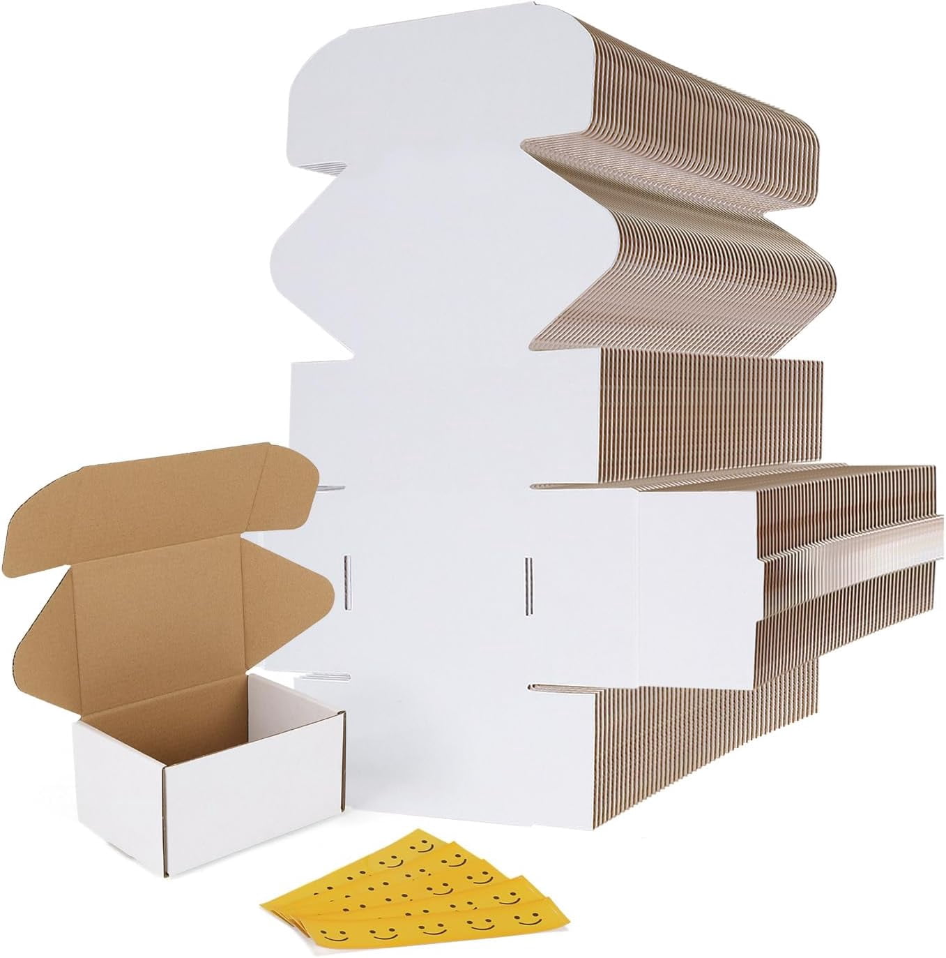 75 Pack 6x4x3 Small Shipping Boxes, White Corrugated Cardboard Mailer ...