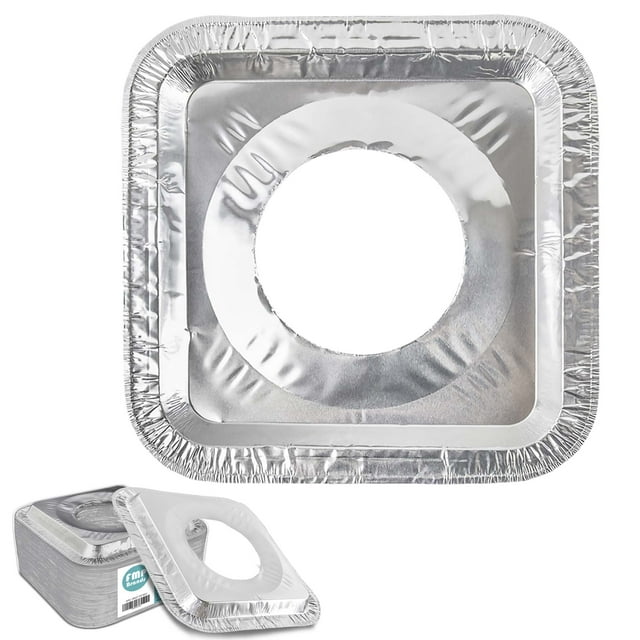 [75 Pack] 8.5 Inch Aluminum Foil Stove Burner Covers Disposable Square Oven Liner for Kitchen