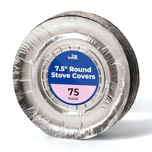 FMP Brands [75 Pack] Aluminum Foil Stove Burner Covers 7.5 Inch - Disposable Round Liner for Kitchen Stovetop, Electric Stoves Bib Liners, Cooktop Replacement Guard, and Gas Range Protectors