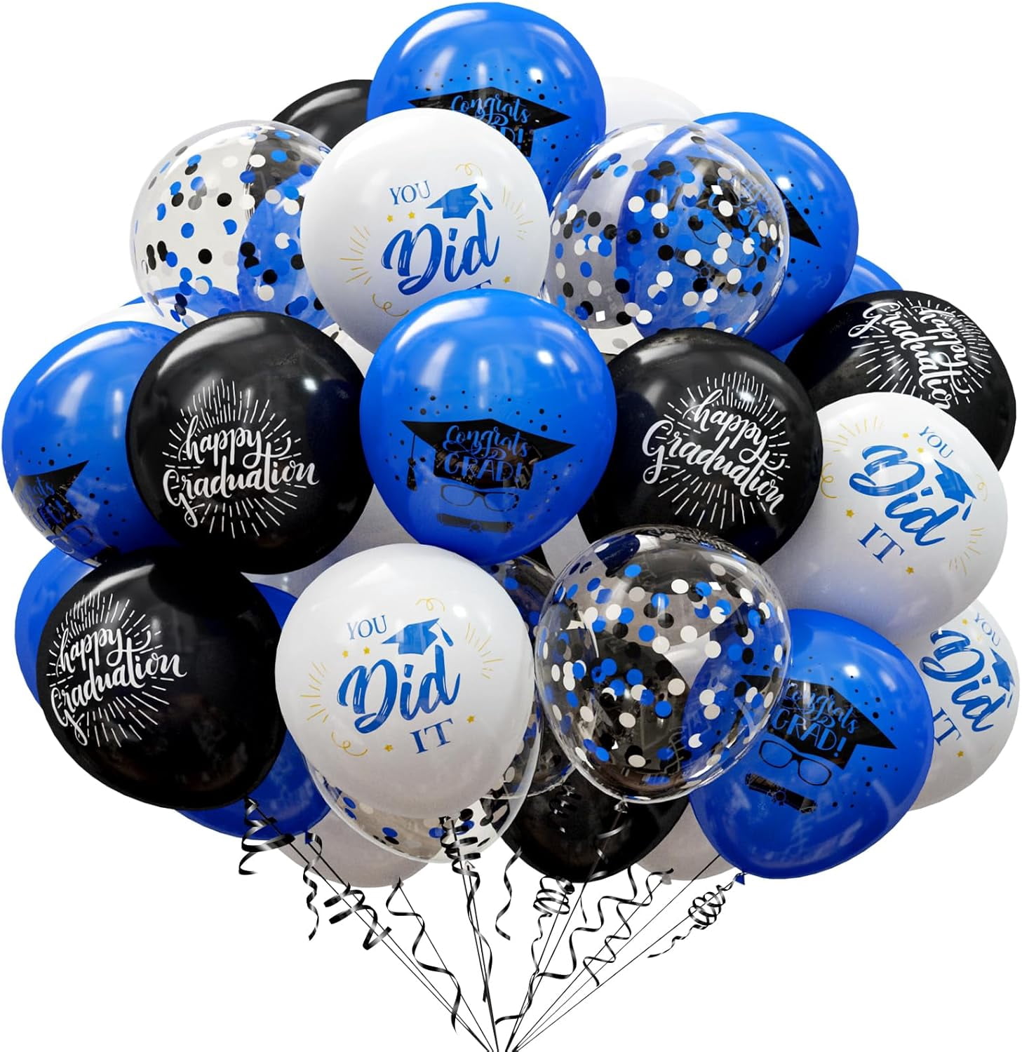 75 Pack Graduation Party Decorations Balloons Set - 12 Inch Black Red ...