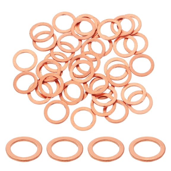 75 Pack M10 Flat Washer Copper Washer Sealing Rings, 10mm ID 14mm OD 1mm Thick