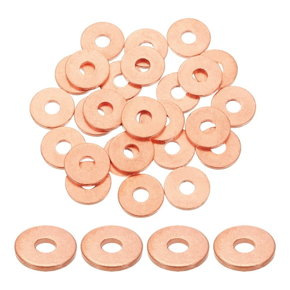 75Pcs M6 Flat Washer Copper Washer Sealing Rings, 6mm ID 18mm OD 2mm Thickness Copper Crush Washers Metric Sealing Gasket for Plumbing Machinery Automotive