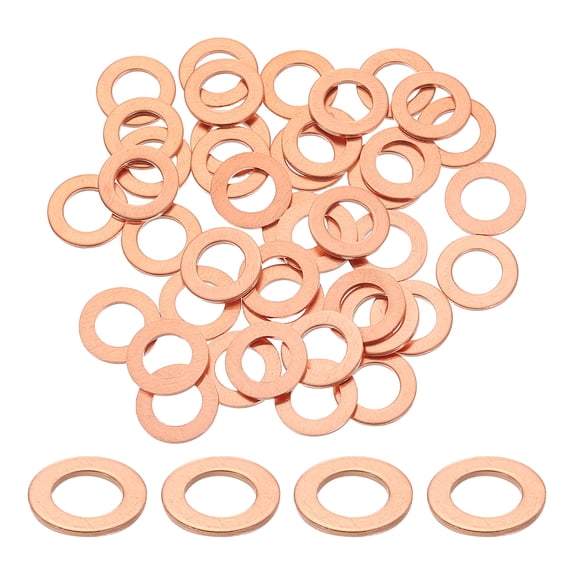 75 Pack M8 Flat Washer Copper Washer Sealing Rings, 8mm ID 14mm OD 1mm Thick
