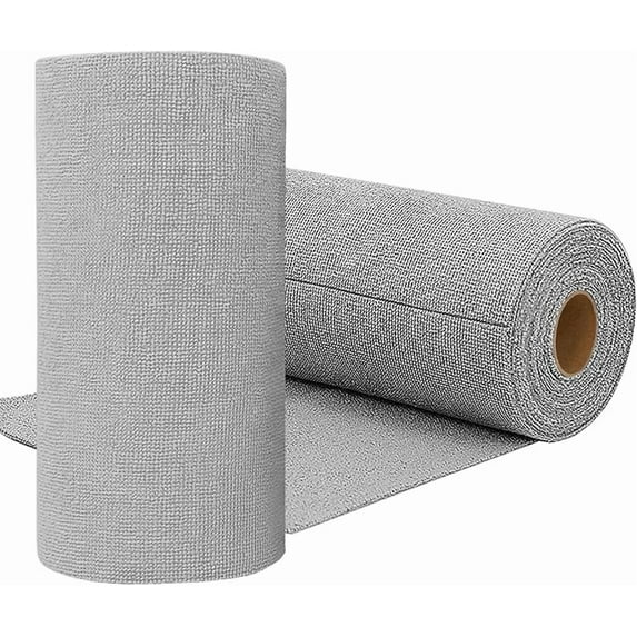75 Pack Microfiber Cleaning Cloth Roll,Reusable Tear Away Microfiber Towels,Washable Ultra Absorbent Rags Drying Dishcloths for Car,Home,Garage or Shop(Grey)