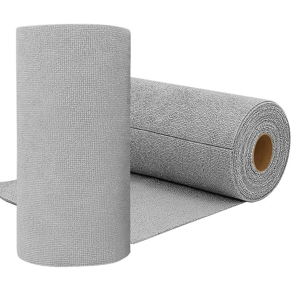 75 Pack Microfiber Cleaning Cloth Roll,Reusable Tear Away Microfiber Towels,Washable Ultra Absorbent Rags Drying Dishcloths for Car,Home,Garage or Shop(Grey)