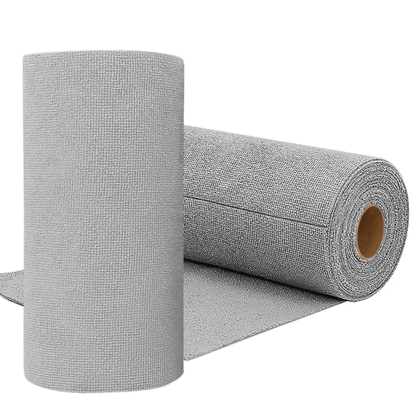 75-Pack Microfiber Cleaning Cloth Roll, Reusable Tear-Away Washable Towels, Ultra Absorbent Rags for Car, Home, Garage & Shop (Grey)