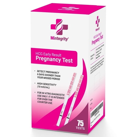 Mintegrity- 75 Pack Early Detection Pregnancy Test for Women| HCG Strips in Bulk for Family Planning