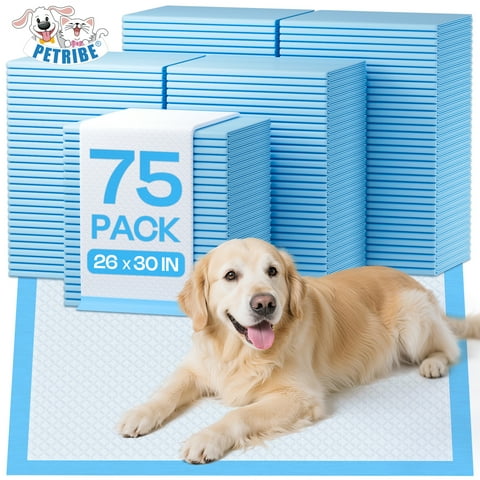 PETRIBE Large Puppy Pads, 30"26", 75 Count, Super Absorbent Pee Pads for Large Dogs with Leak-Proof Design
