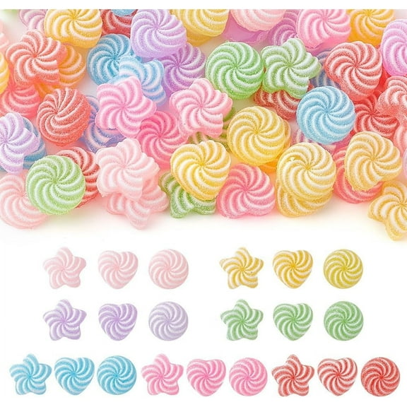 75 Pcs 3 Styles Resin Candy Cabochons Mixed Color Star Heart Jelly Sugar Candy Flatback Embellishment Beads for Cell Phone Case Scrapbooking Hair Clip DIY Craft Making DIY