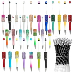 75Pcs Diy Diamond Rhinestone Beadable Pen Craft Kit, 25Pcs Plastic Beaded Pens with Extra Refills & Storage Bags for Diy Decoration