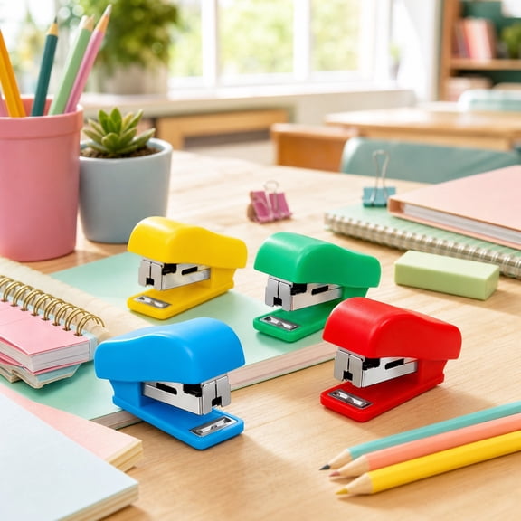 75 Pcs Mini Stapler Set with Staples, 60 Compact Staplers in 4 Colors and 15 Boxes of Staples, Portable Handheld Staplers for New Term Office, Home, Business, Organization and Desk Supplies