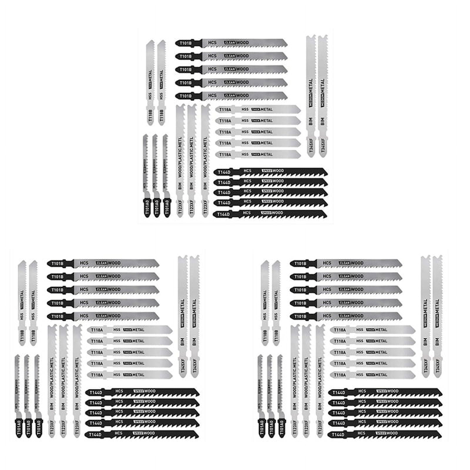 75 Pcs T Shank Jig Saw Blade Set, T-Shank Blades for Wood, Plastic and Metal Cutting,Black & Silver