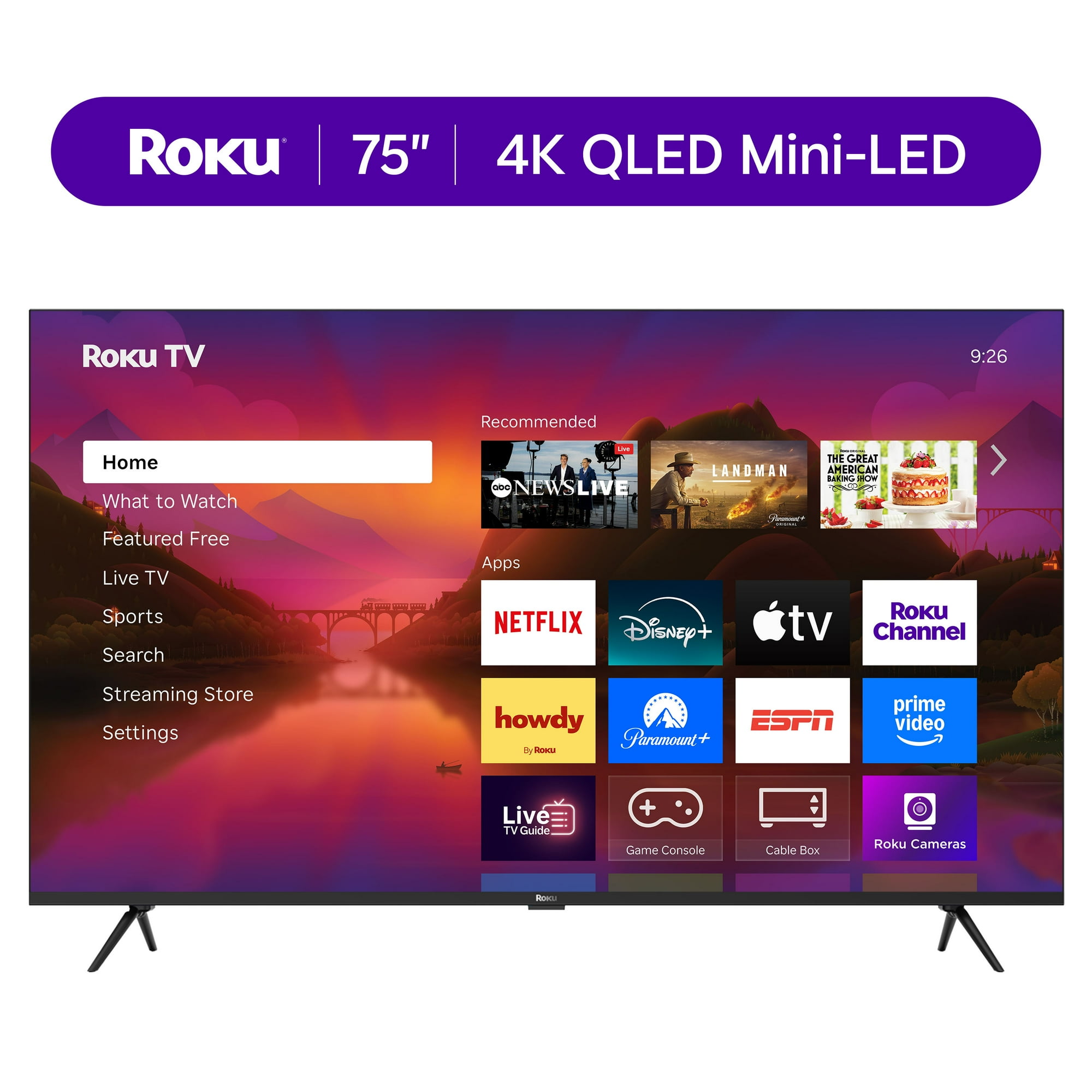 Roku Smart TV – 75-Inch Plus Series, 4K QLED Mini-LED TV – Roku TV with Enhanced Voice Remote