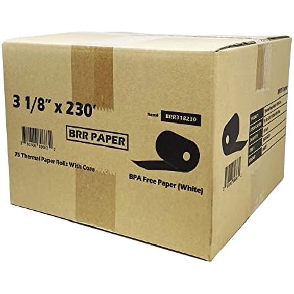 (75 Rolls 55 GSM) 3 1/8 x 230 Thermal Paper Receipt Rolls fits all POS Cash Register Printers Star Micronics SCP700 TSP100 TSP300 TSP400 TSP500 TSP600 TSP 700 TSP2000 CT S300 from$$Office
