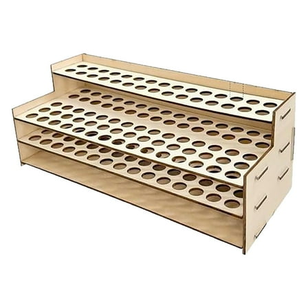75-Slot Wooden Brush & Pen Holder, Tiered Freestanding Display Rack For Paint & Makeup Brushes, Craft Organization For Desktop, Office, Art Studio