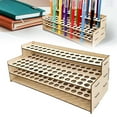 thumbnail image 1 of 75-Slot Wooden Brush & Pen Holder, Tiered Freestanding Display Rack for Paint & Makeup Brushes, Craft Organization for Desktop, Office, Art Studio, 1 of 7