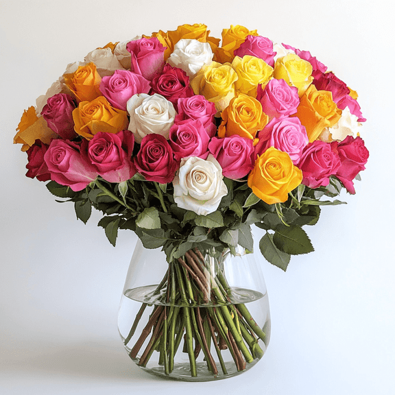 75 Stems of Assorted Roses- Beautiful Fresh Cut Flowers- Express Delivery