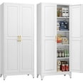 thumbnail image 1 of 75" Storage Cabinet, Metal Pantry Cabinet, Kitchen Pantry Storage Cabinets with Doors and 4 Shelves, Cabinets for Laundry Room, Living Room, Dinning Room, Assembly Required, White, 1 of 17