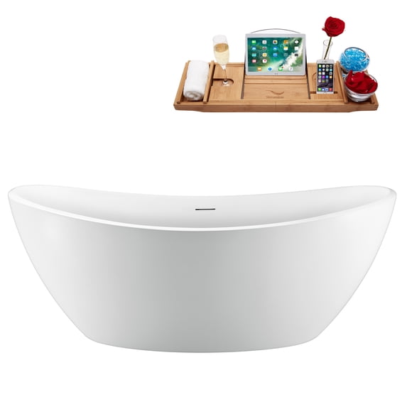 75'' Streamline N950BGL Freestanding Tub and Tray With Internal Drain