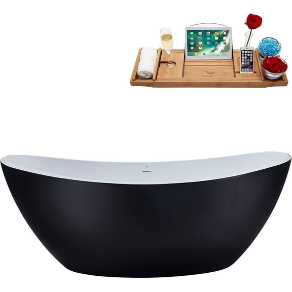 75'' Streamline N955CH Freestanding Tub and Tray With Internal Drain