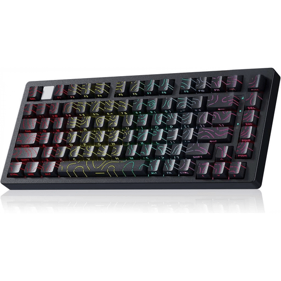 75% TKL Mechanical Wireless Keyboard with Hot Swappable Switches RGB Backlight Bluetooth for Mac Windows Android PC Turquoise Switch Black