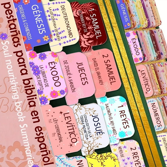 75 Tabs Spanish Bible Tabs, Soul Nourishing Book Summaries, Laminated Bible Tabs for Women and Men, Bible Tabs in Spanish, Bible Tabs Spanish, Bible Tabs for Study Bible, Bible Tabs