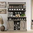 thumbnail image 1 of 75" Tall Coffee Hutch Cabinet, Farmhouse Kitchen Buffet Sideboard with Hooks and Sliding Barn Door, 1 of 7