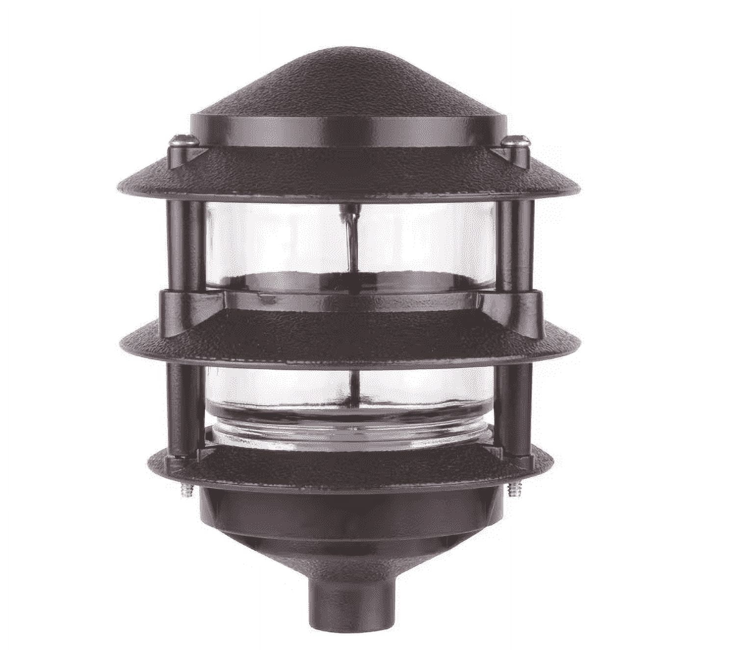 Black Zinc 3-Tier Pagoda Pathway Light with Clear Glass