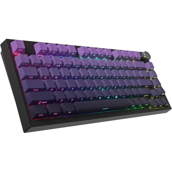 75% Wireless Gaming Mechanical Keyboard with BT5.0 2.4GHz USB-C Hot Swappable Linear Switches Gasket Structure RGB Backlight for PC Laptop Xbox PS4 PS5 Purple