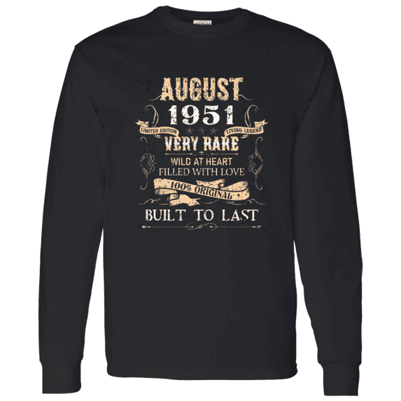 75 Years Old 75Th Birthday Legend Vintage August 1951 Bday Long Sleeve Shirt