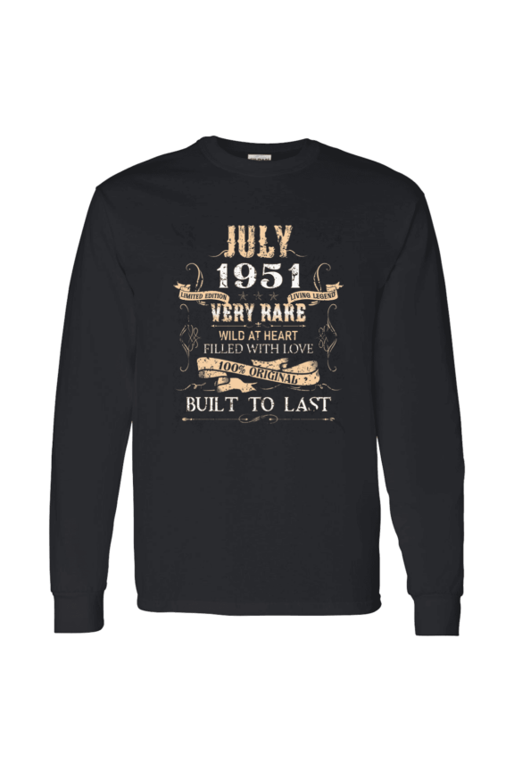 75 Years Old 75Th Birthday Legend Vintage July 1951 Bday Long Sleeve Shirt